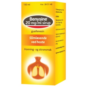 Benysine 20 mg/ml sirup med honning- og sitronsmak 150 ml produktbilde