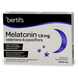 Bertils Melatonin 1,9 mg Valeriana & Passiflora N30 toote pilt