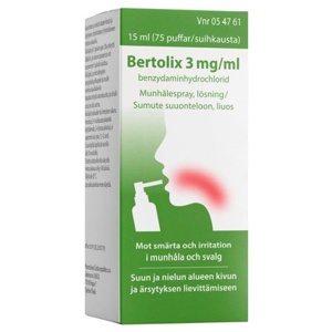 Bertolix Munhålespray, lösning 3mg/ml Sprayflaska, 15ml (75puffar) produkt bild
