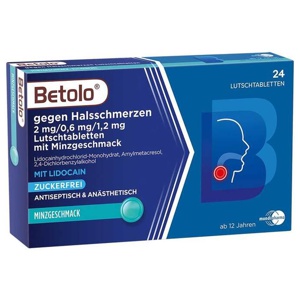 Betolo® gegen Halsschmerzen Lutschtabletten Minzgeschmack, 24 St Lutschtabletten Produktbild