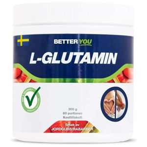 Better You Naturligt L-Glutamin Jordgubb/Rabarber 300 g produktbilde