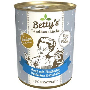 Betty's Landhausküche SENIOR Katze Rind mit Truthahn, Möhrchen & Lachsöl 6x200 g Produktbild