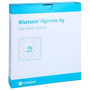 Biatain Alginate Ag Kompressen 10x10 cm mit Silber Produktbild