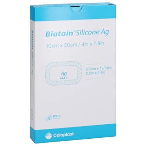 Biatain Silicone Ag Schaumverband 10x20 cm Produktbild