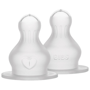 BIBS Baby Bottle Nipple Round Silicone Fast Flow - 2 stk. produktbillede