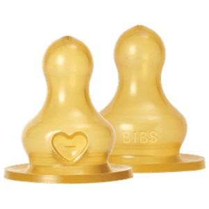 BIBS Baby Bottle Nipple Round Latex Fast Flow 2pcs produktbilde