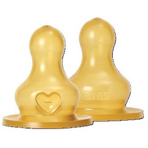 BIBS Baby Bottle Nipple Round Latex Slow Flow 2-pack produkt bild