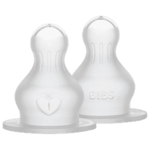 BIBS Baby Bottle Nipple Round Silicone Fast Flow 2pcs produktbilde