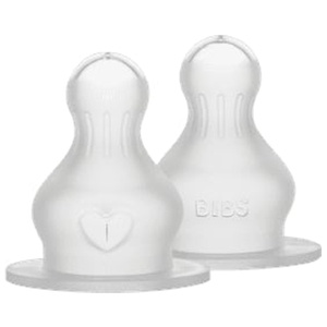 BIBS Baby Bottle Nipple Round Silicone Medium Flow 2-pack produkt bild