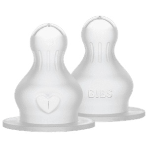 BIBS Baby Bottle Nipple Round Silicone Medium Flow 2pcs produktbilde