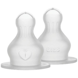 BIBS Baby Bottle Nipple Round Silicone Slow Flow - 2 stk. produktbillede