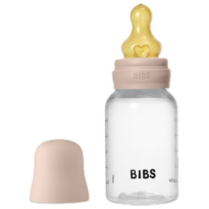 BIBS Baby Bottle Round Latex 150 ml Slow Flow Blush produkt bild