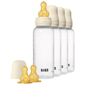 BIBS Baby Bottle Round Latex 270 ml Ivory - 4 stk. produktbillede