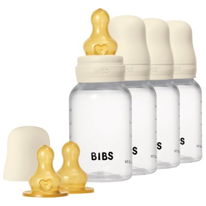 BIBS Baby Bottle Round Latex Ivory 150 ml 4-pack produkt bild