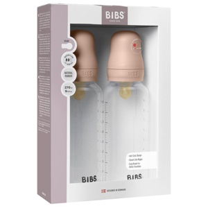 BIBS Baby Bottle Round Latex Medium Flow Blush 270 ml 2-pack produkt bild