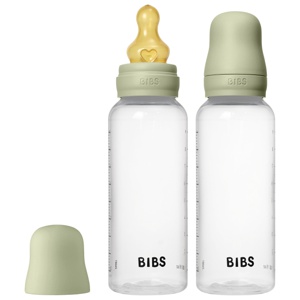 BIBS Baby Bottle Round Latex 2 pack 270 ml Medium Flow Sage produktbillede