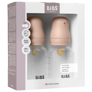 BIBS Baby Bottle Round Latex Slow Flow Blush 150 ml 2-pack produkt bild