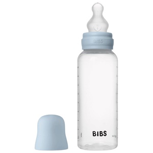 BIBS Baby Bottle Round Silicone 270 ml Medium Flow Baby Blue produkt bild