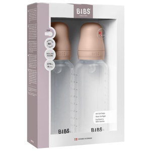 BIBS Baby Bottle Round Silicone Medium Flow Blush 270 ml 2-pack produkt bild