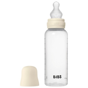 BIBS Baby Bottle Round Silicone Medium Flow Ivory 270 ml produktbilde