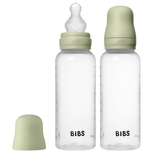 BIBS Baby Bottle Round Silicone Sage 270 ml 2-PK Sage 270 ml/ Medium Flow produktbillede