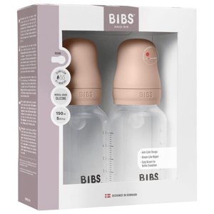 BIBS Baby Bottle Round Silicone Slow Flow Blush 150 ml 2-pack produkt bild