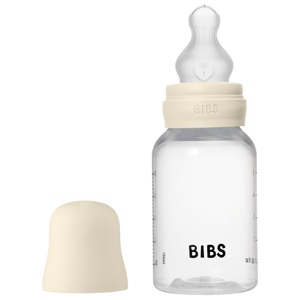 BIBS Baby Bottle Round Silicone Slow Flow Ivory 150 ml produktbilde