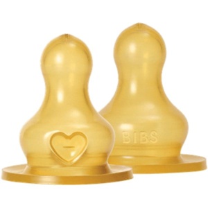 BIBS Baby Bottle Nipple Round Latex Slow Flow - 2 stk. produktbillede