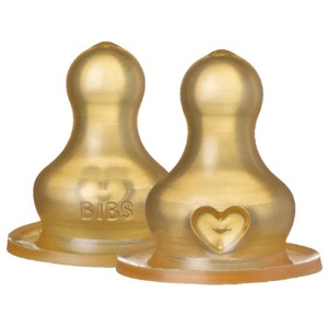 BIBS Bottle Nipple Latex Slow Flow 2 st produkt bild