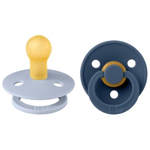 BIBS Colour 2-pack Latex Napp 0-6 mån (Dusty Blue/Steel Blue) produkt bild