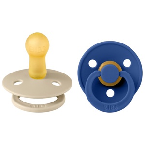BIBS Colour 2-pack Latex Napp 6-18 mån (Vanilla/Cornflower) produkt bild