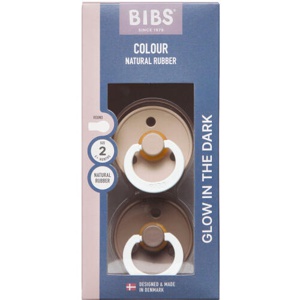 BIBS Pacifier Colour Latex Vanilla Glow/Dark Oak Glow Size 2 2pcs produktbillede