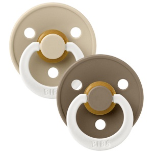 BIBS Pacifier Colour Latex Vanilla Glow/Dark Oak Glow Size 1 2 st produkt bild