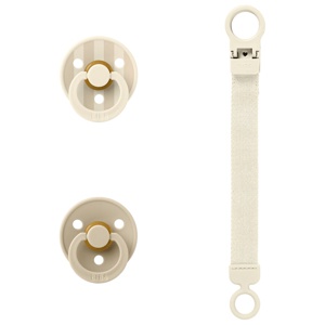 BIBS Colour Pacifier & Loop Clip Gift Set Latex Size 1 Ivory produkt bild