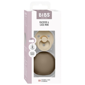 BIBS Colour Pacifier Round Latex Vanilla Size 2 & Pacifier Case M produktbillede