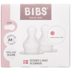 BIBS Baby Bottle Nipple Round Silicone Medium Flow - 2 stk. produktbillede