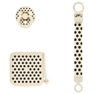 BIBS Gift Set Polka Soothe & Go Latex Size 2 Ivory Black produkt bild