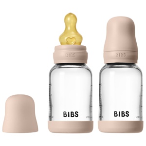 BIBS Glass Baby Bottle Round Latex 120 ml produktbillede