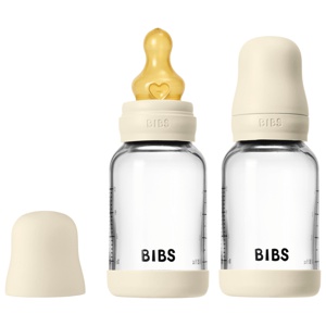 BIBS Glass Baby Bottle Round Latex 120 ml produktbillede