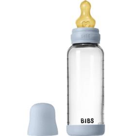 BIBS Glass Baby Bottle Round Latex 240 ml Medium Flow Baby Blue produkt bild