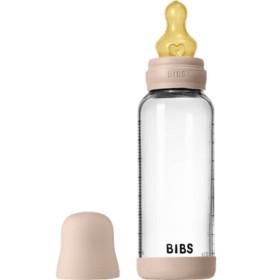 BIBS Glass Baby Bottle Round Latex Medium Flow 240 ml Blush produkt bild