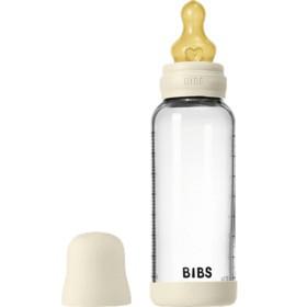 BIBS Glass Baby Bottle Round Latex Medium Flow 240 ml Ivory produkt bild