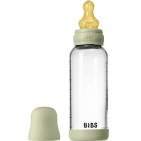 BIBS Glass Baby Bottle Round Latex Medium Flow Sage 240 ml produkt bild