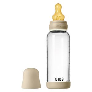 BIBS Glass Baby Bottle Round Latex Medium Flow Vanilla GLOW 240 ml produkt bild