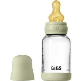 BIBS Glass Baby Bottle Round Latex Slow Flow 120 ml Sage produkt bild