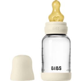 BIBS Glass Baby Bottle Round Latex Slow Flow Ivory 120 ml produkt bild