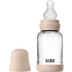 BIBS Glass Baby Bottle Round Silicone 120 ml Slow Flow Blush produkt bild