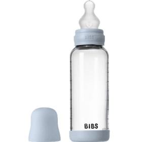 BIBS Glass Baby Bottle Round Silicone 240 ml Medium Flow Baby Blue produkt bild