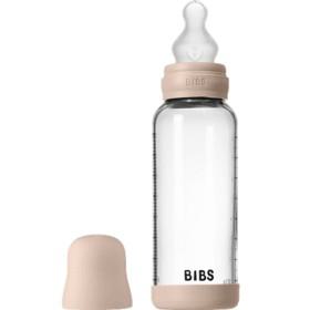 BIBS Glass Baby Bottle Round Silicone 240 ml Medium Flow Blush produkt bild