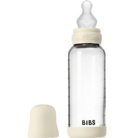 BIBS Glass Baby Bottle Round Silicone Medium Flow Ivory 240 ml produkt bild